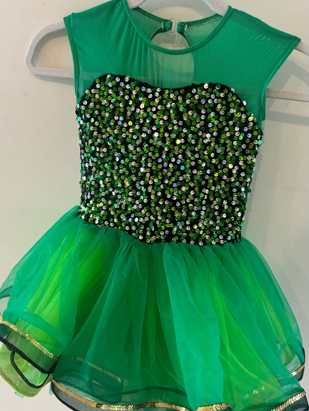 Kids Green Sequin Tulle Costume Dress
